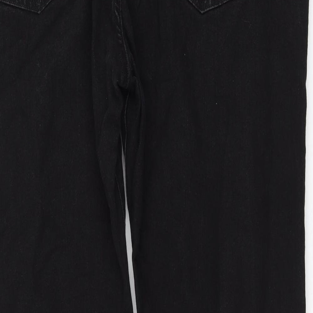 Preworn Womens Black Polyester Straight Jeans Size 42 L30 in Regular Zip