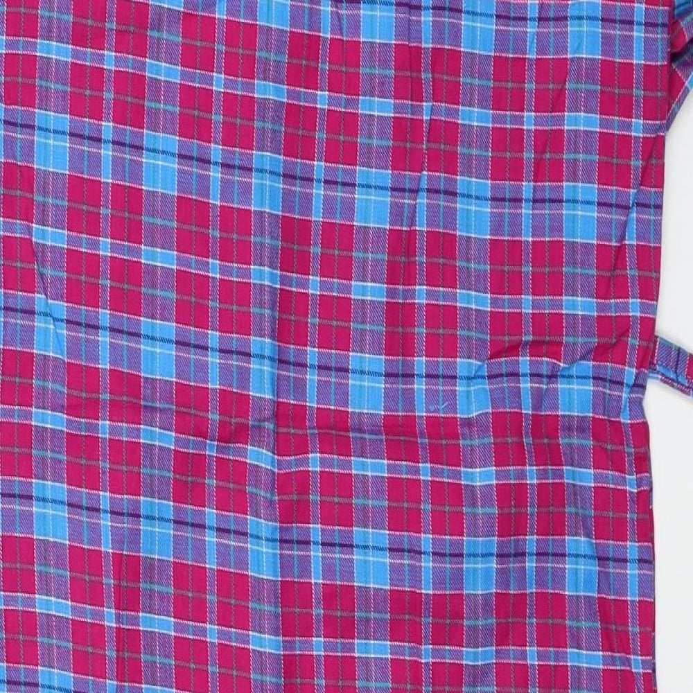 Preworn Womens Pink Plaid Cotton Shirt Dress Size 10 Collared Pullover