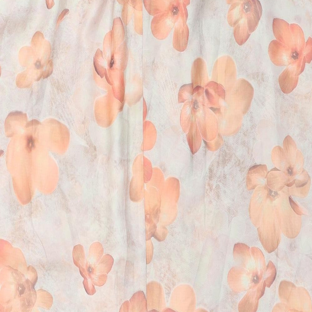 Mango Womens Beige Floral Polyester Tank Dress Size M Boat Neck Button