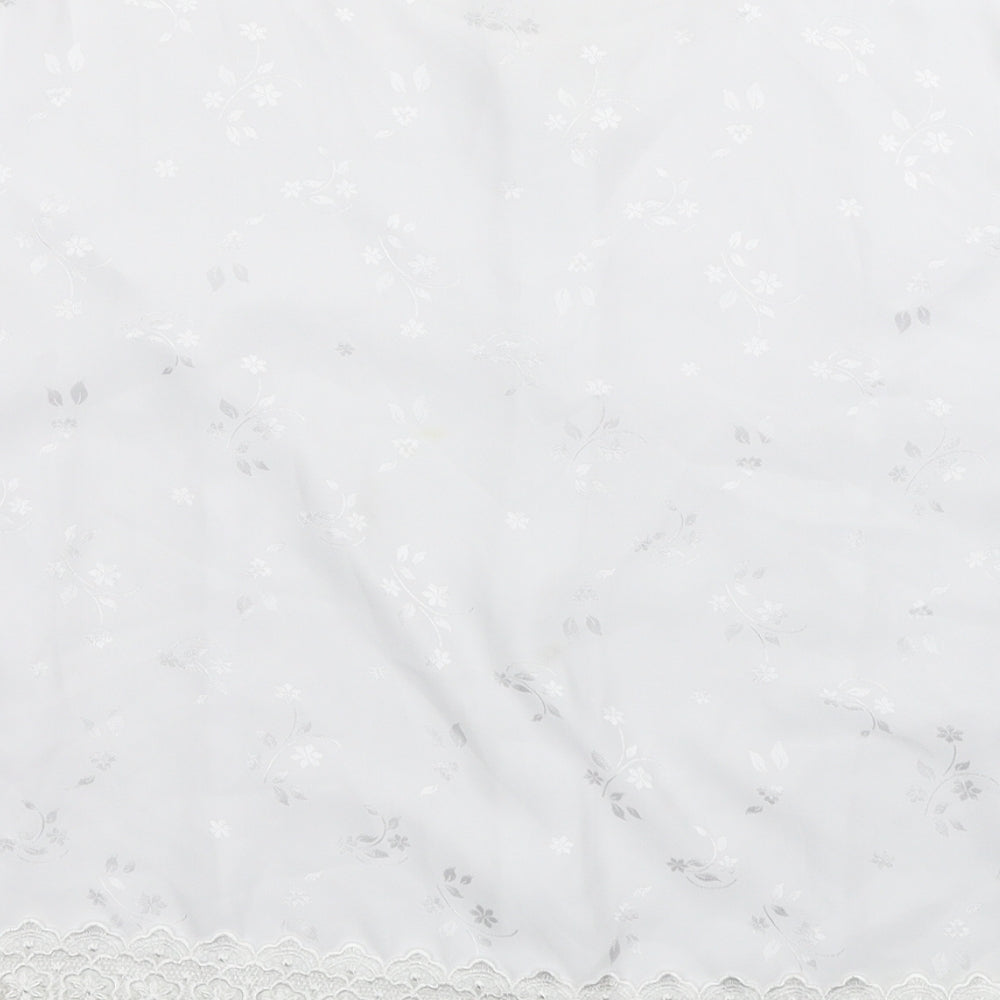 Preston Womens White Floral Polyester Basic Button-Up Size L Scoop Neck