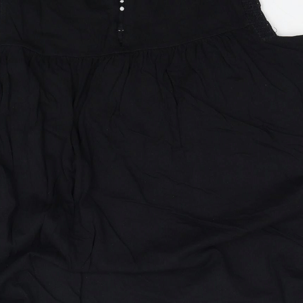 NEXT Womens Black Floral Cotton Basic Tank Size 6 Round Neck