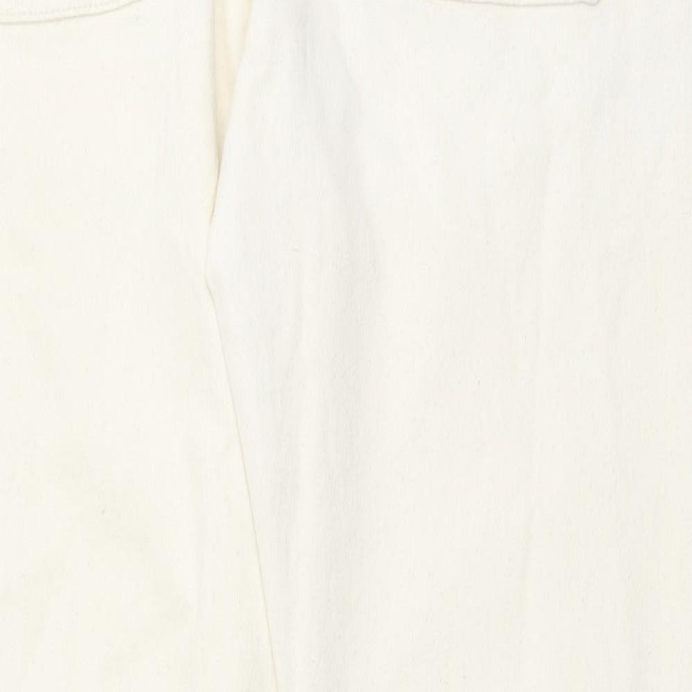 Marks & Spencer Womens Beige Cotton Tapered Jeans Size 34 in L29 in Regular Button