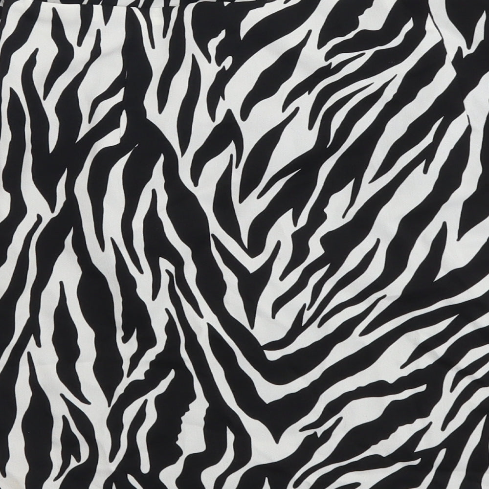 Narrated Womens Black Animal Print Polyester Mini Skirt Size S Zip - Zebra Pattern