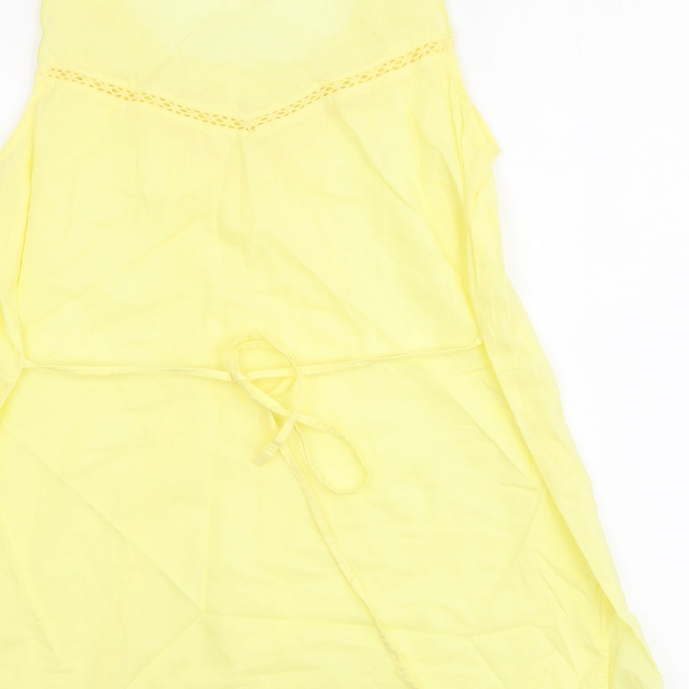 Oasis Womens Yellow Cotton Basic Tank Size 10 Scoop Neck