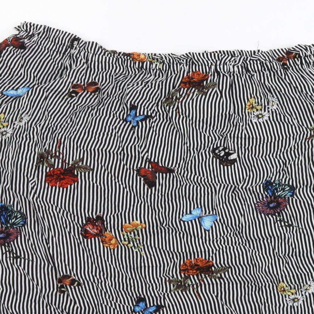 Dorothy Perkins Womens Black Striped Viscose Basic Blouse Size 16 Off the Shoulder