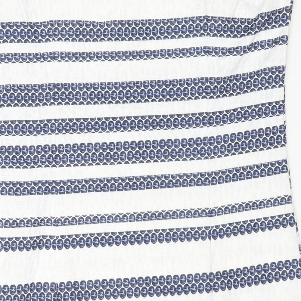 Stella Womens White Striped Polyester A-Line Size 12 Round Neck Zip
