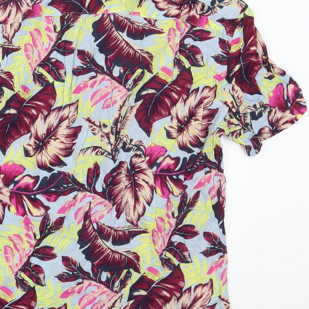 NEXT Womens Multicoloured Floral Viscose Basic Button-Up Size S Collared