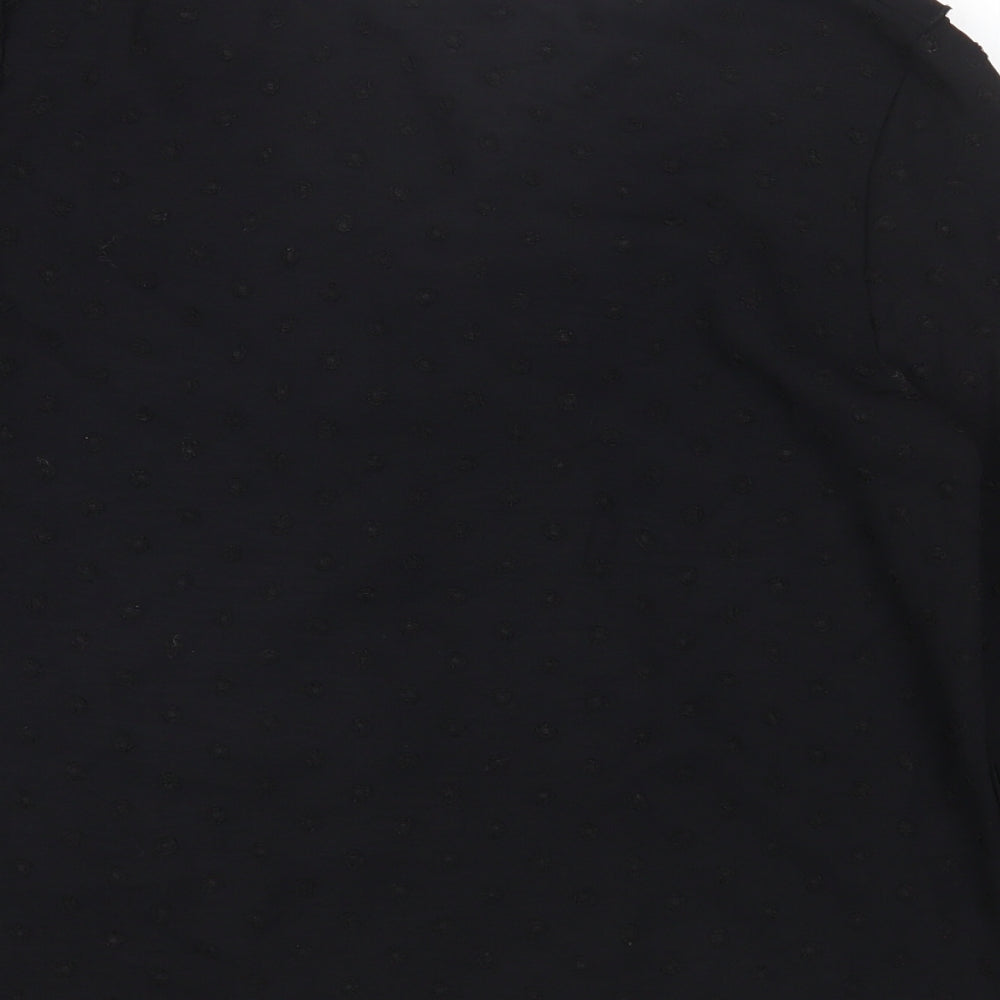 SheIn Womens Black Polyester Basic T-Shirt Size S V-Neck