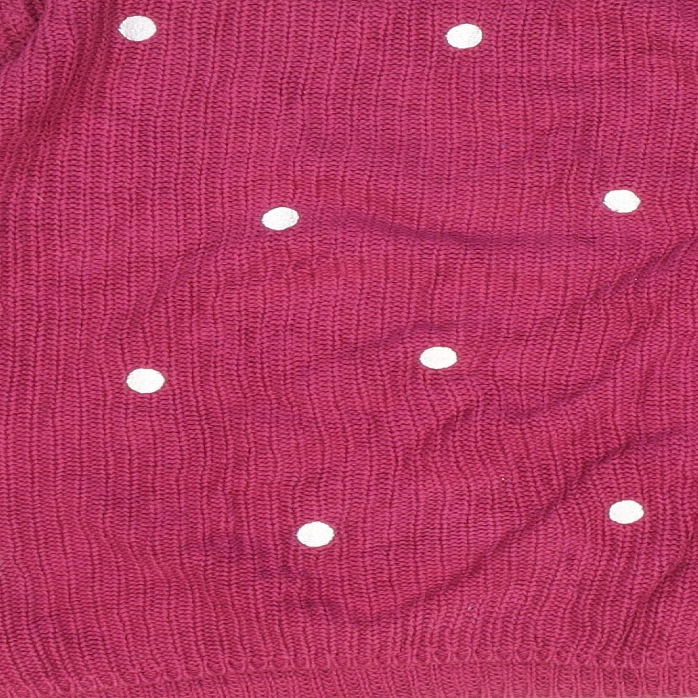 Amara Womens Pink Round Neck Polka Dot 100% Cotton Pullover Jumper Size 10