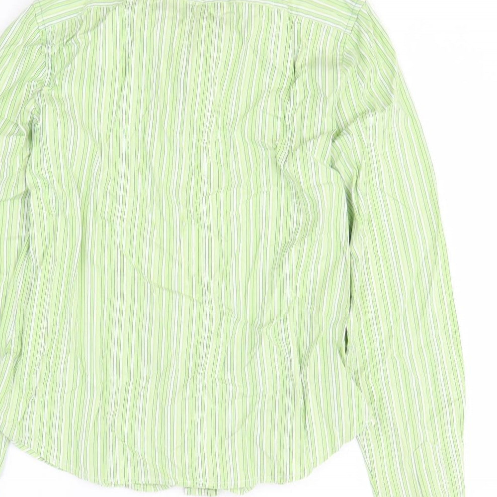 Gap Mens Green Striped Cotton Button-Up Size S Collared Button