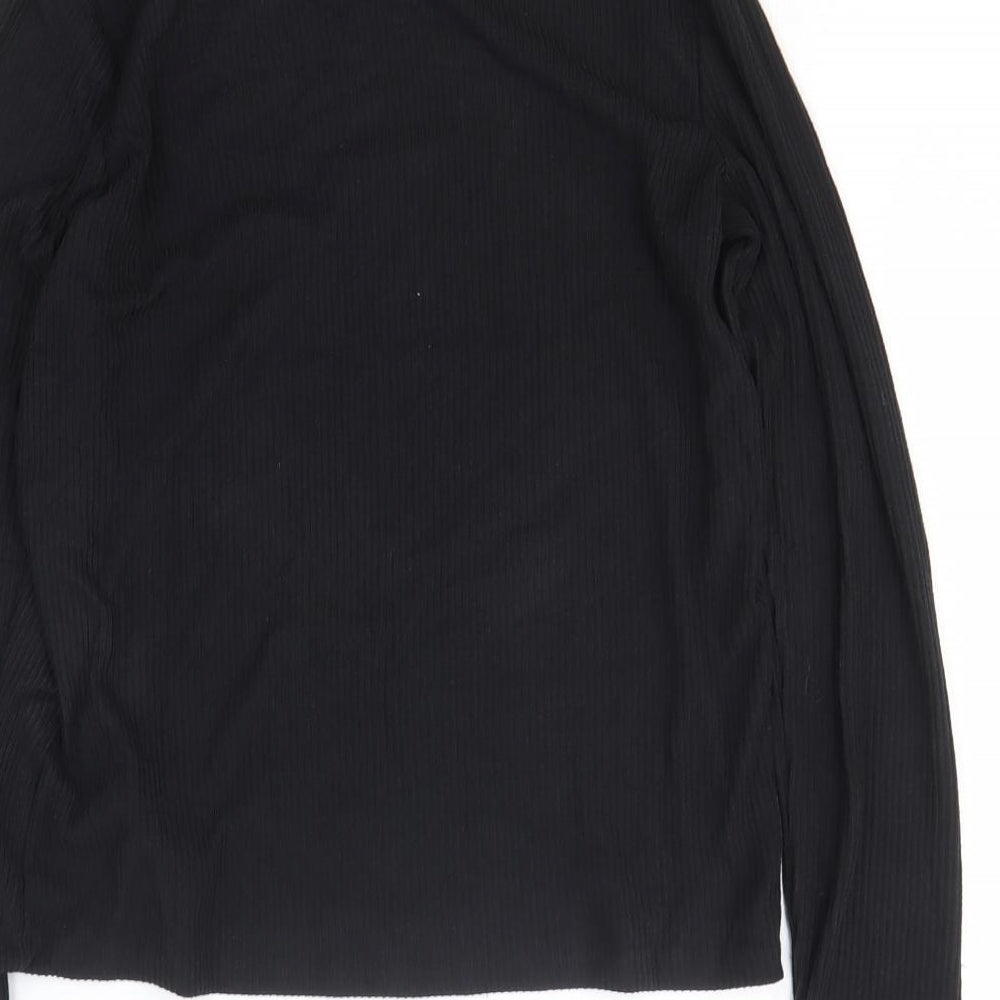 Zara Womens Black Polyester Basic T-Shirt Size S Round Neck