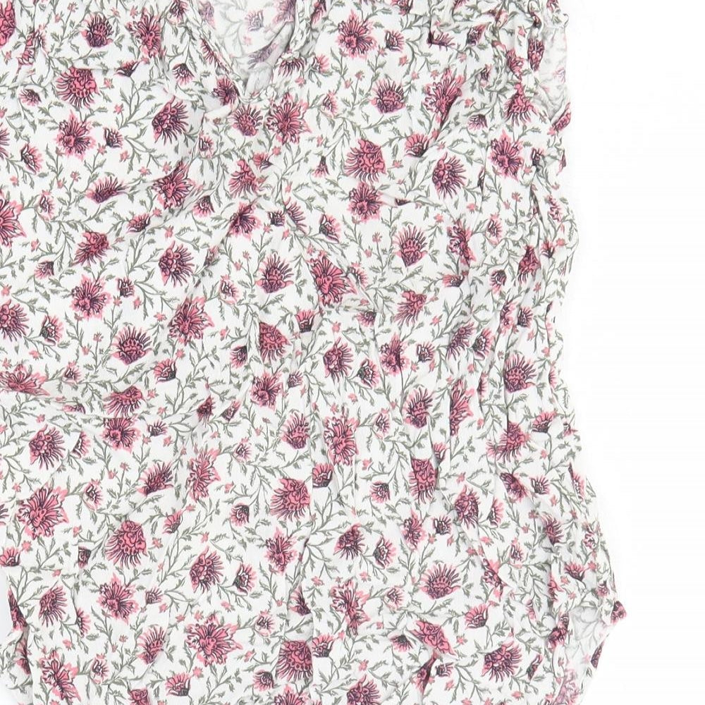 H&M Womens Multicoloured Floral Viscose Basic Blouse Size 8 Scoop Neck