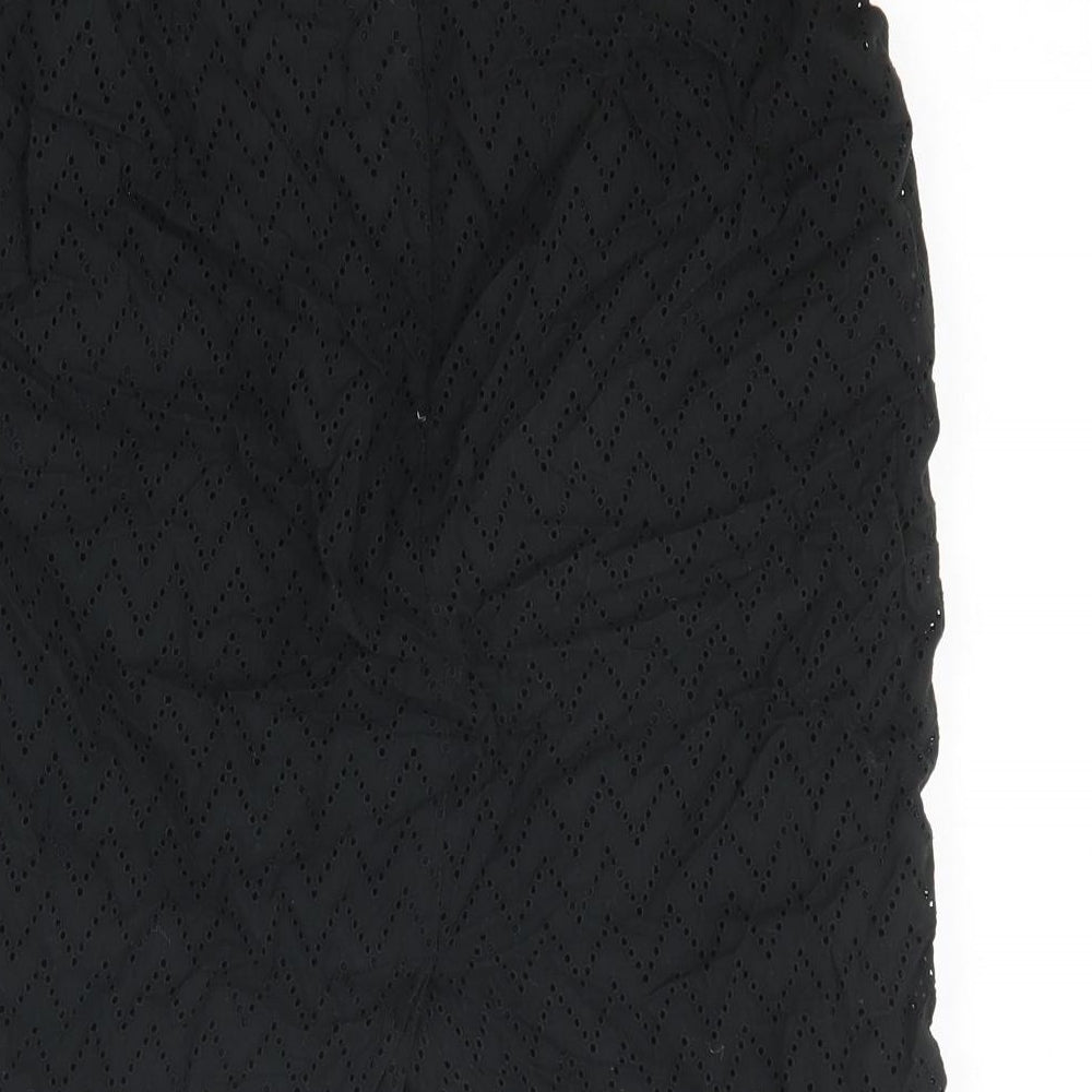 Clements Ribeiro Womens Black Cotton Straight & Pencil Skirt Size 14 Zip