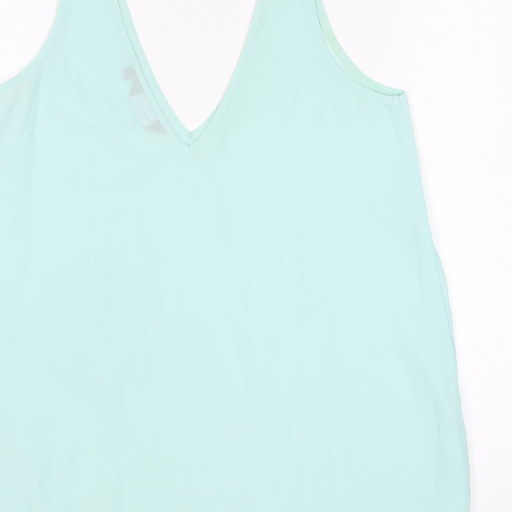 Dorothy Perkins Womens Blue Polyester Basic Tank Size 8 V-Neck