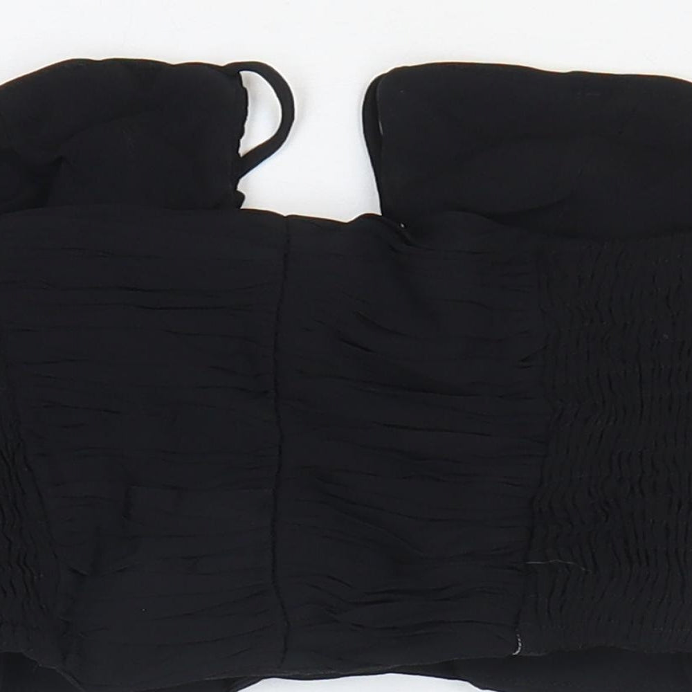 Zara Womens Black Viscose Cropped Tank Size S Off the Shoulder