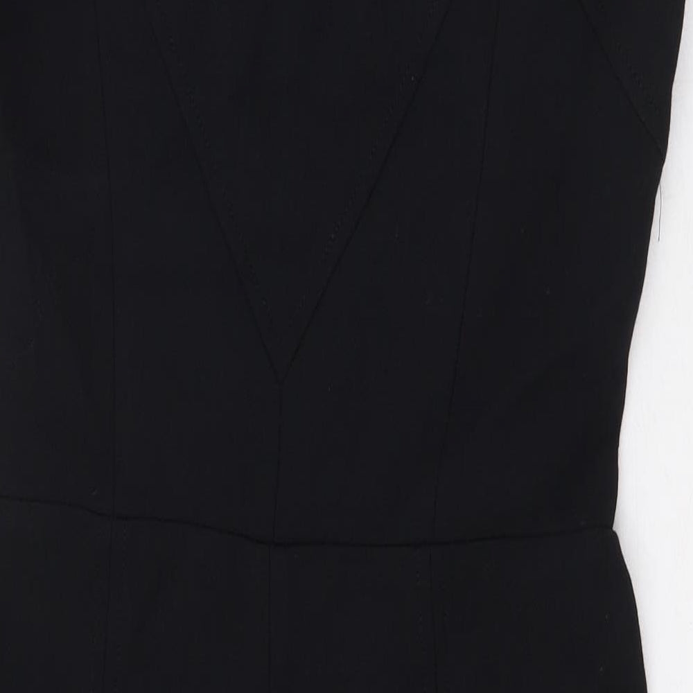Zara Womens Black Cotton A-Line Size S V-Neck Zip