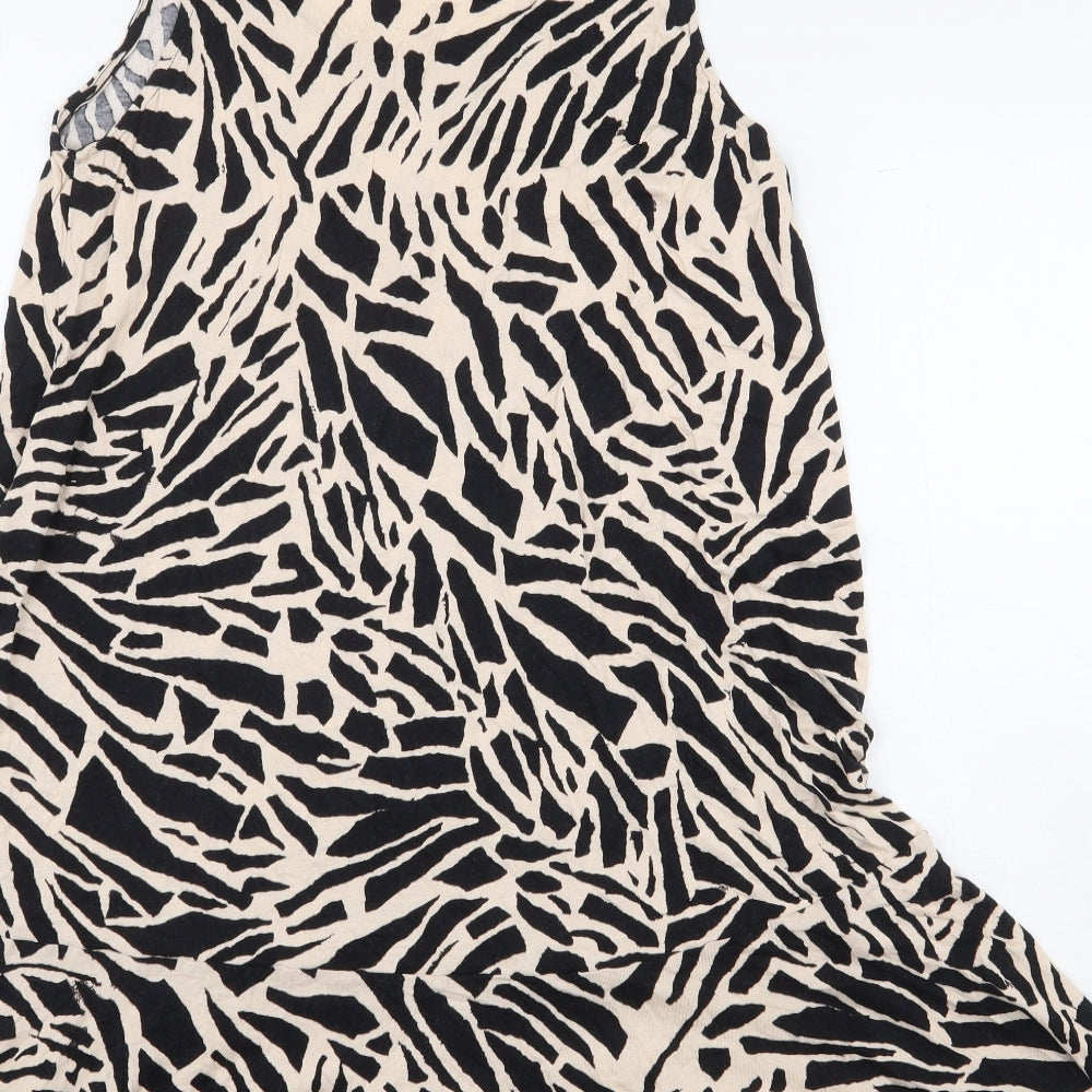 H&M Womens Black Animal Print Viscose Tank Dress Size S Scoop Neck Pullover