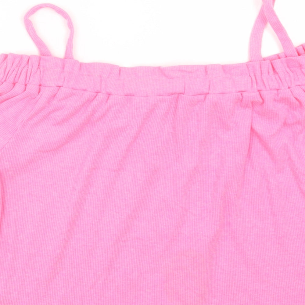 Primark Girls Pink Polyester Basic Tank Size 10-11 Years Square Neck Pullover