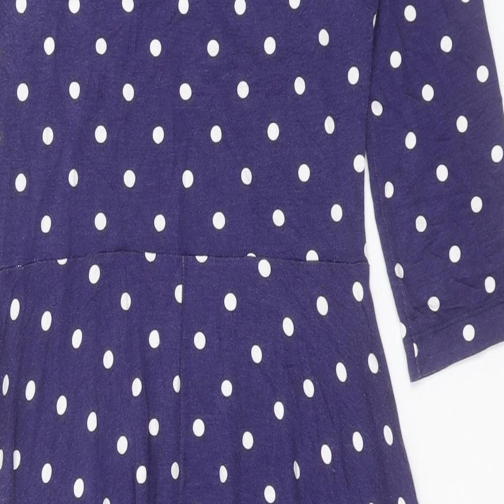ASOS Womens Purple Polka Dot Viscose A-Line Size 10 V-Neck Pullover