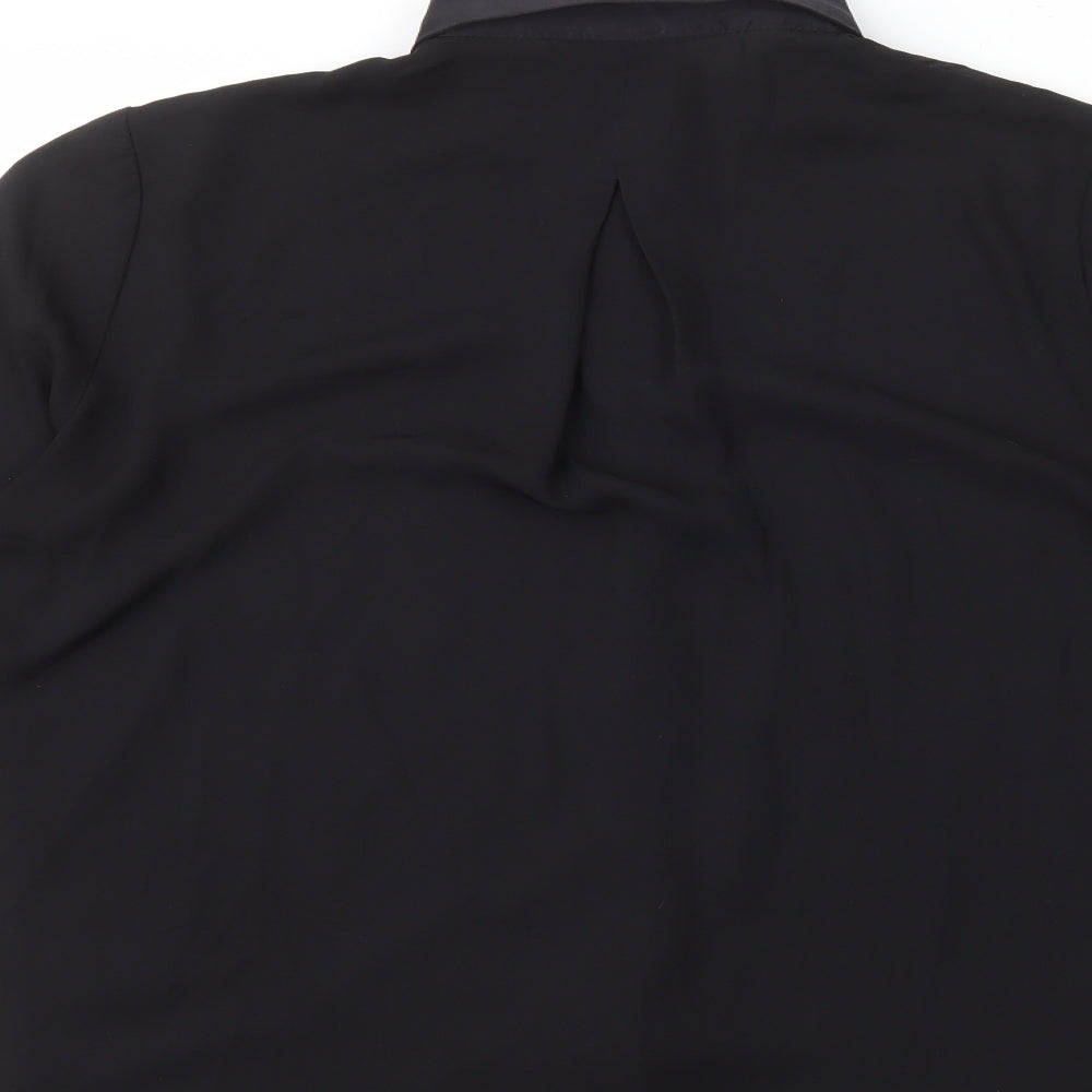 H&M Womens Black Polyester Basic Button-Up Size 8 Collared