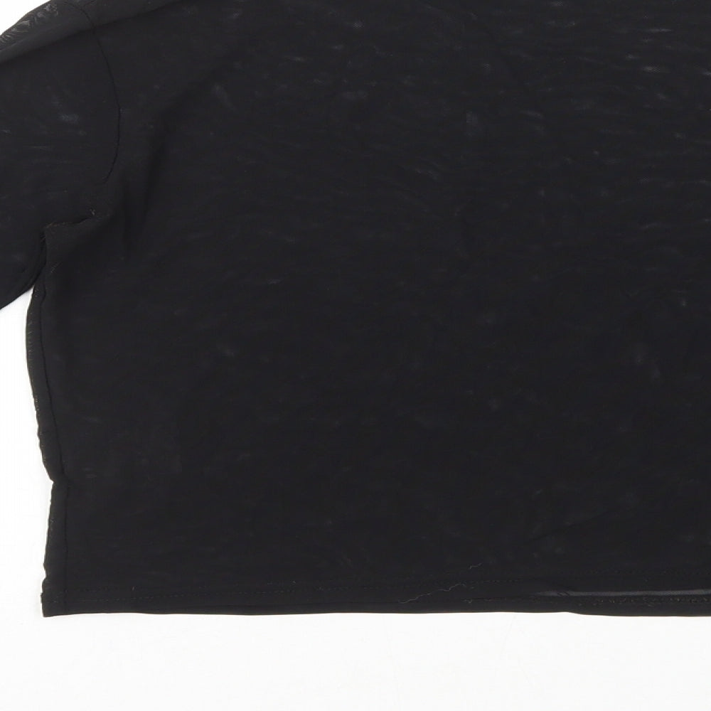 Light Before Dark Womens Black Nylon Cropped T-Shirt Size S High Neck