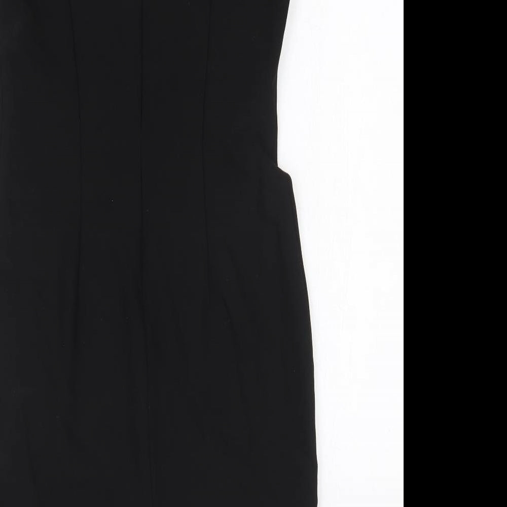 Oui Womens Black Colourblock Polyester Bodycon Size 10 Round Neck Zip