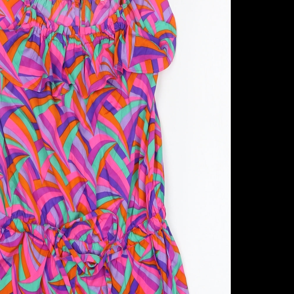 Preworn Womens Multicoloured Floral Polyester Fit & Flare Size XS Round Neck Pullover