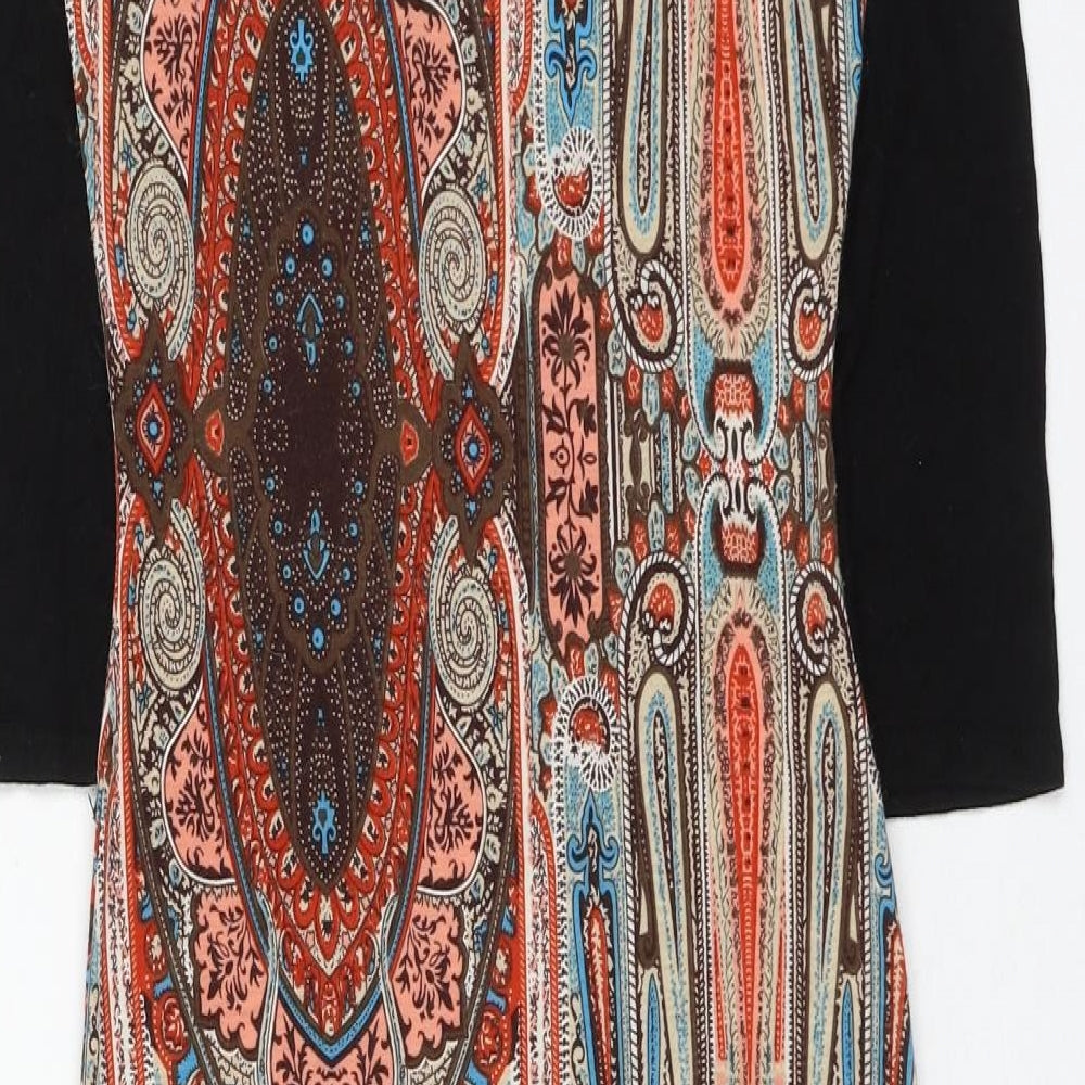 Club L Womens Multicoloured Geometric Polyester Pencil Dress Size 8 Round Neck Pullover