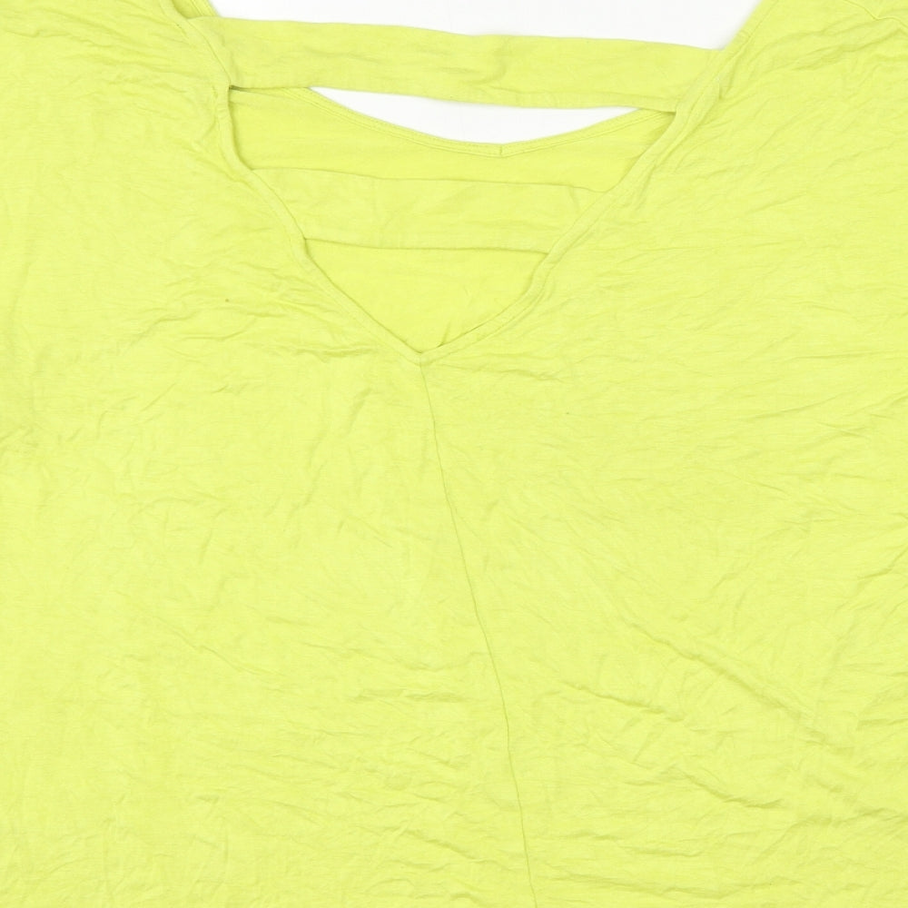 South Womens Yellow Viscose Basic Blouse Size 14 Round Neck