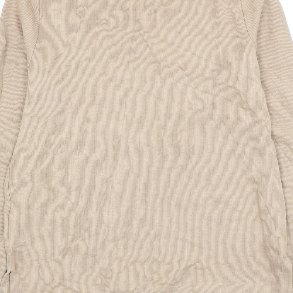 Marks & Spencer Womens Beige Round Neck Cotton Pullover Jumper Size 8