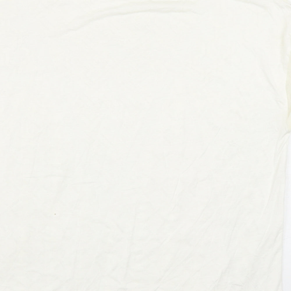Zara Womens Ivory Geometric Polyester Basic Blouse Size S Boat Neck