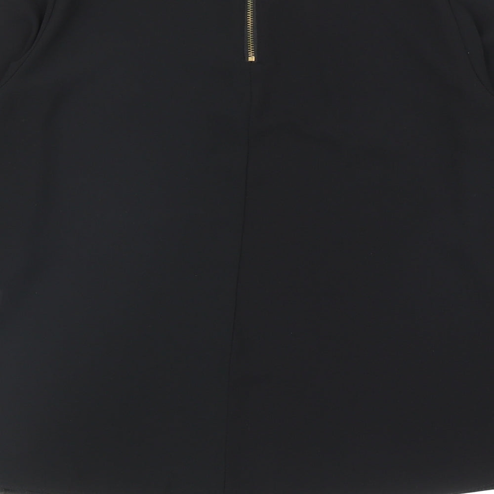 Atmosphere Womens Black Polyester Basic Blouse Size 10 Mock Neck