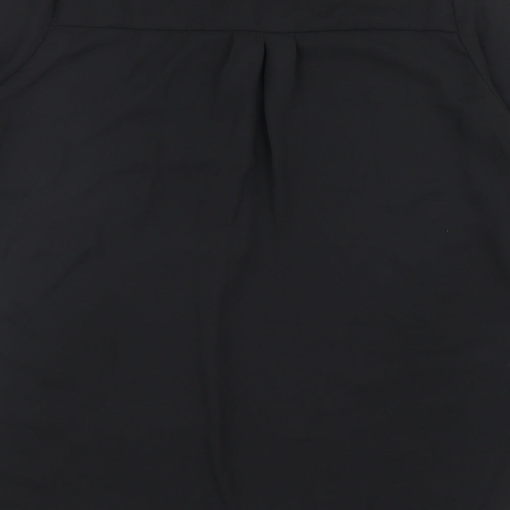 Dorothy Perkins Womens Black Polyester Basic Button-Up Size 14 Collared