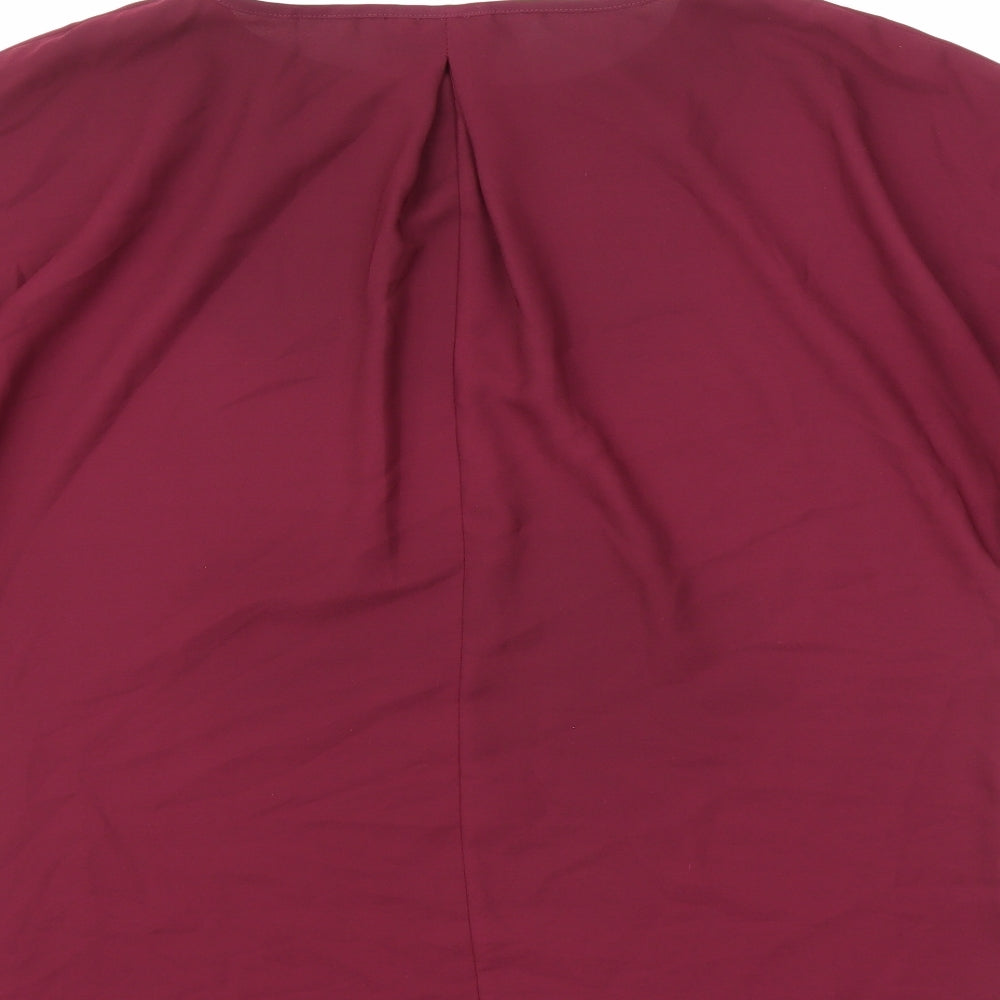 ASOS Womens Purple Polyester Basic Blouse Size 14 Round Neck - Slit sides
