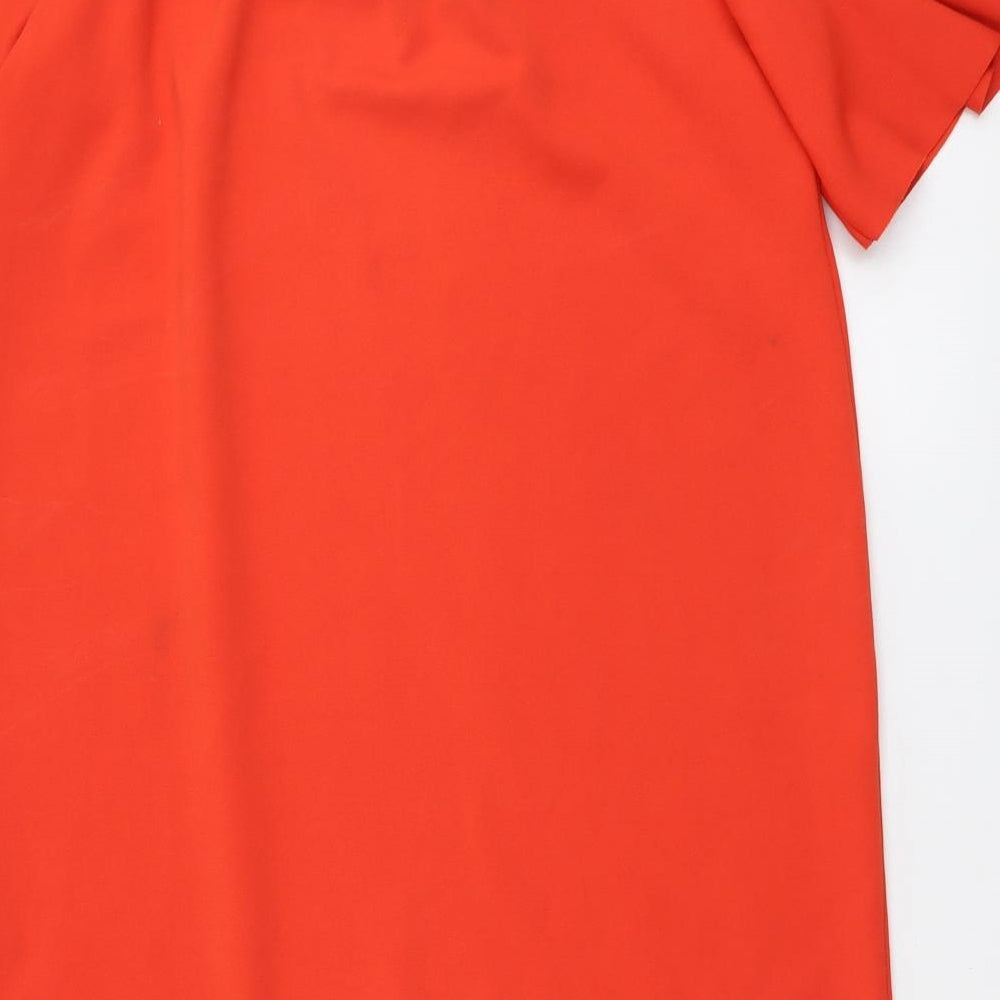Warehouse Womens Red Polyester T-Shirt Dress Size 12 Off the Shoulder Pullover