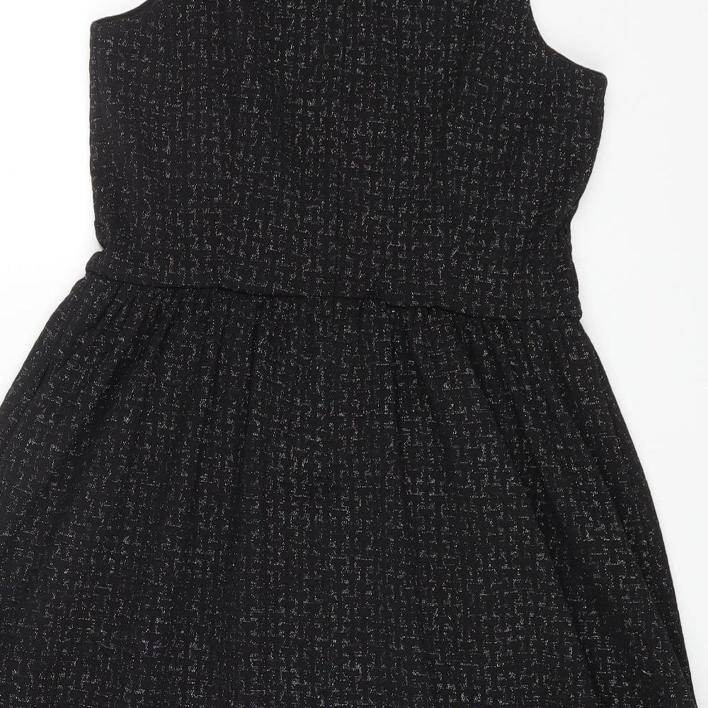 London Times Womens Black Polyester Fit & Flare Size 8 Round Neck Zip