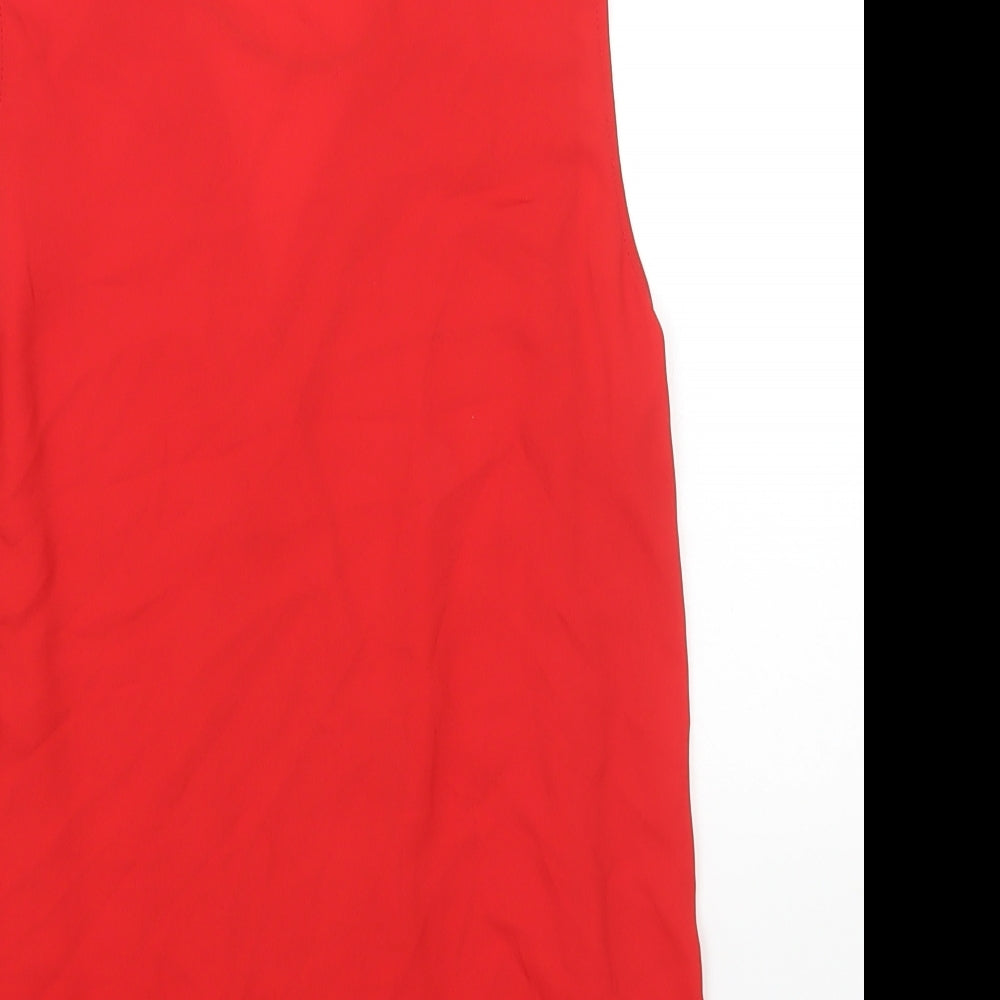 New Look Womens Red Polyester Basic Blouse Size 10 V-Neck - Chain Detail