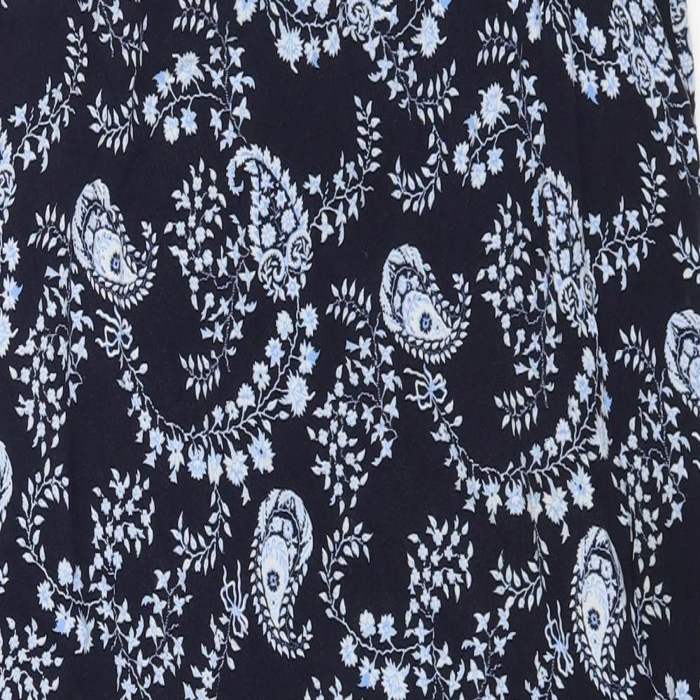 H&M Womens Blue Geometric Viscose A-Line Size 12 Scoop Neck Pullover