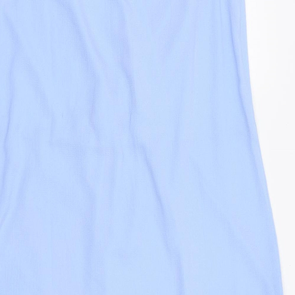 New Look Womens Blue Polyester Skater Dress Size 8 V-Neck Tie