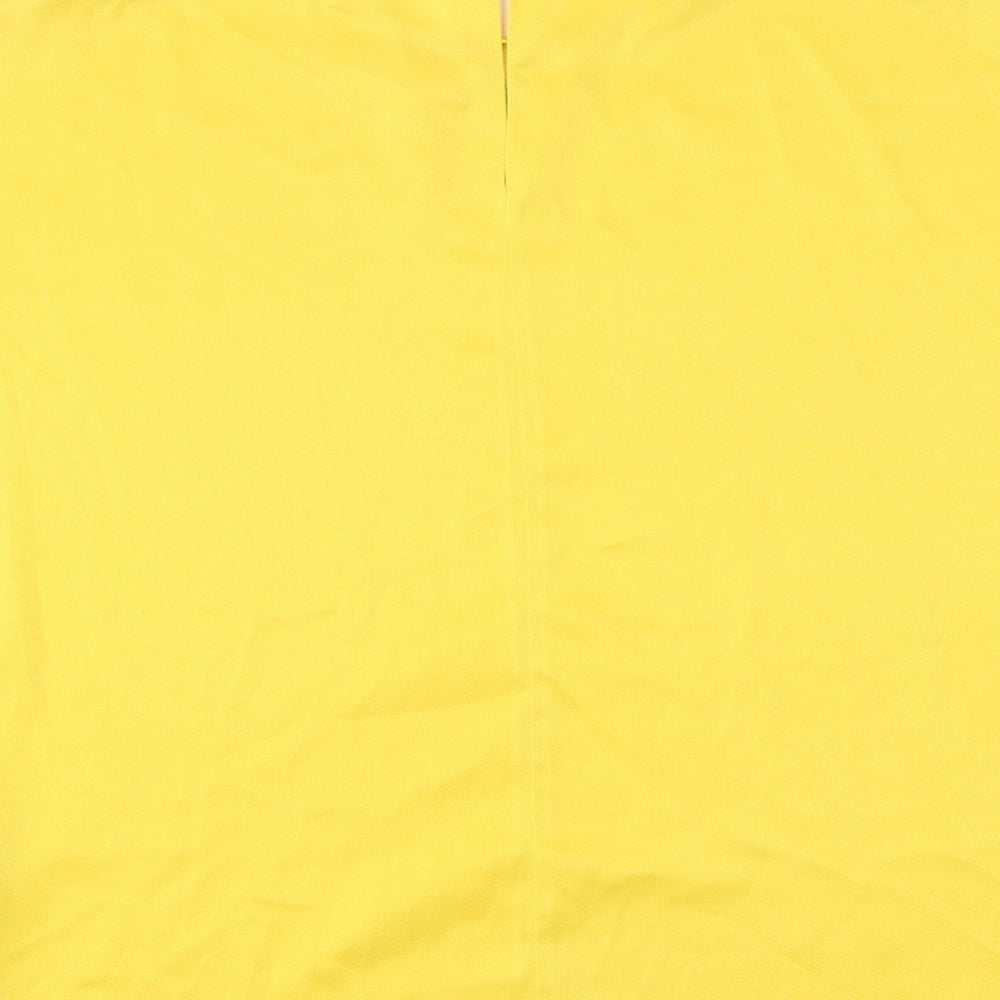 River Island Womens Yellow Polyester Basic T-Shirt Size S Round Neck
