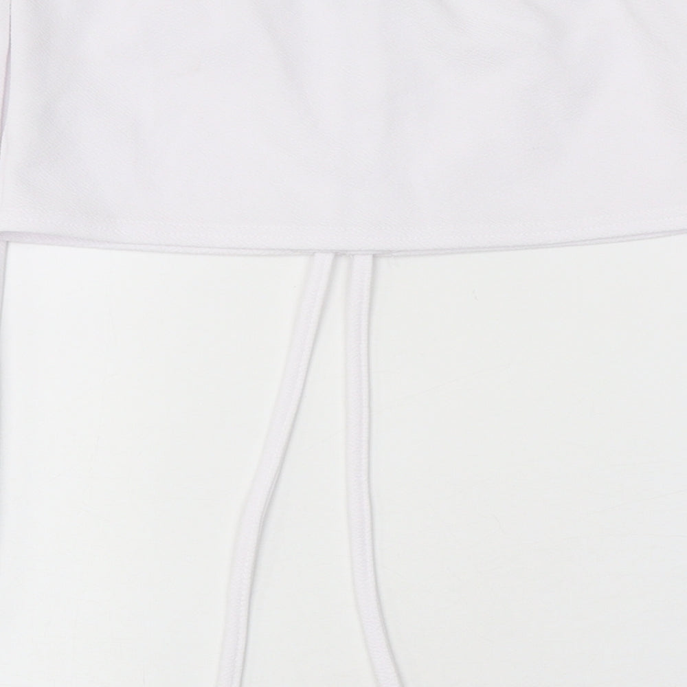 PRETTYLITTLETHING Womens White Polyester Cropped Blouse Size 8 Off the Shoulder - Ruched Detail