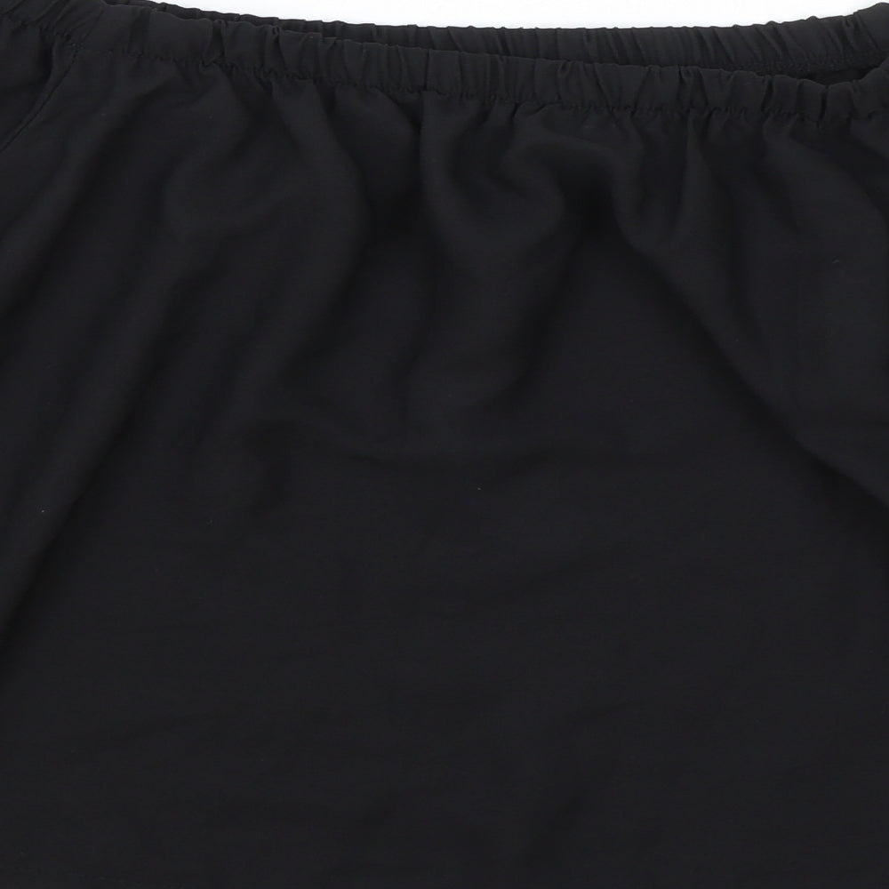 Atmosphere Womens Black Polyester Cropped Blouse Size 12 Off the Shoulder - Elasticated Collar