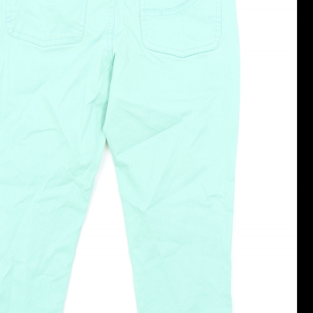 H&M Womens Green Cotton Cropped Jeans Size 8 L20 in Regular Zip
