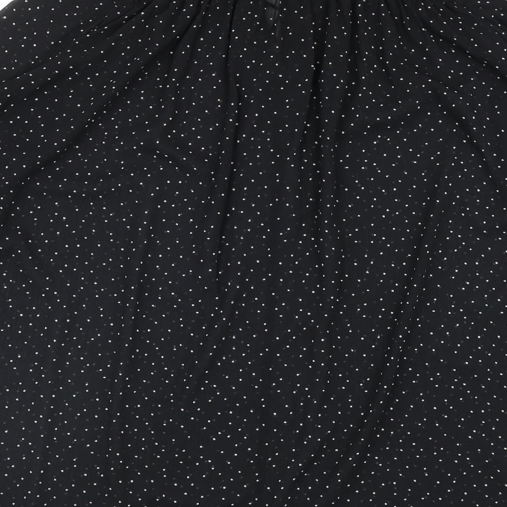 H&M Womens Black Polka Dot Polyester A-Line Size M Mock Neck Tie