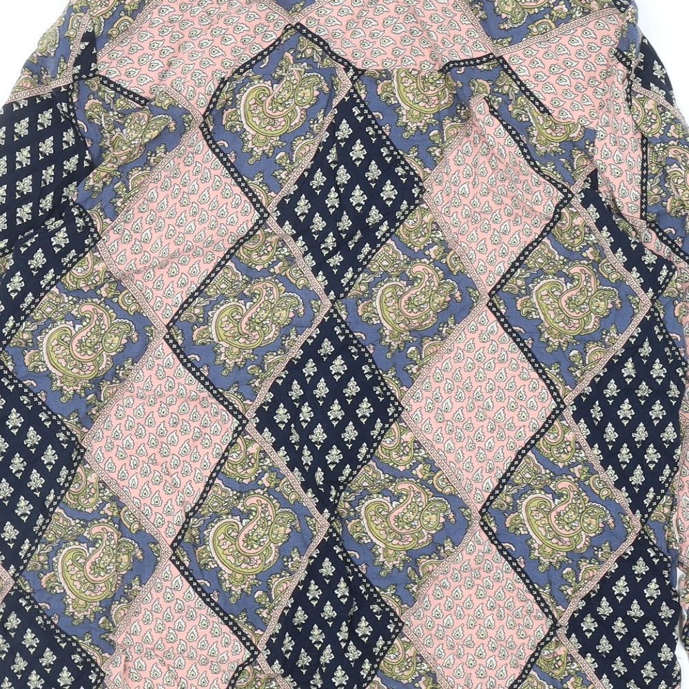 Topshop Womens Multicoloured Geometric Viscose Basic Button-Up Size 8 Collared