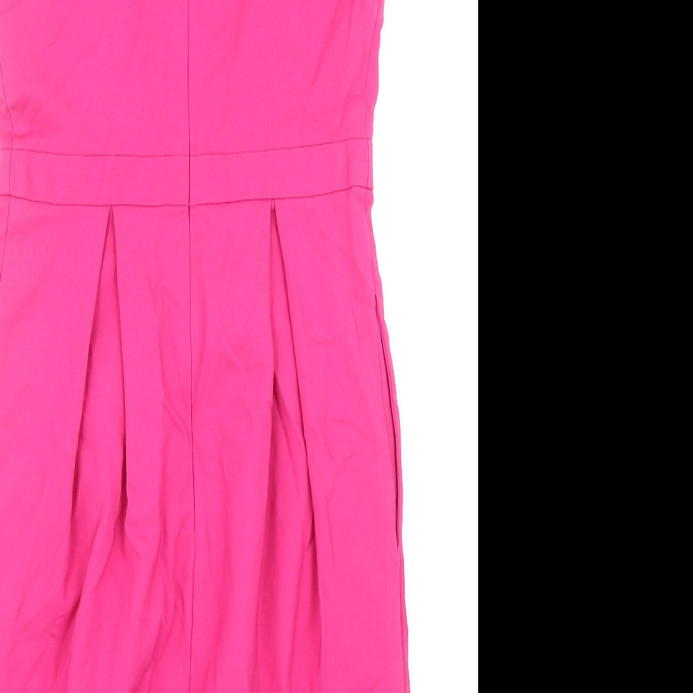 Oli Womens Pink Cotton Pencil Dress Size 8 Boat Neck Hook & Eye