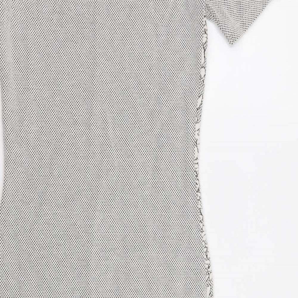 River Island Womens White Geometric Cotton Bodycon Size 6 Round Neck Pullover