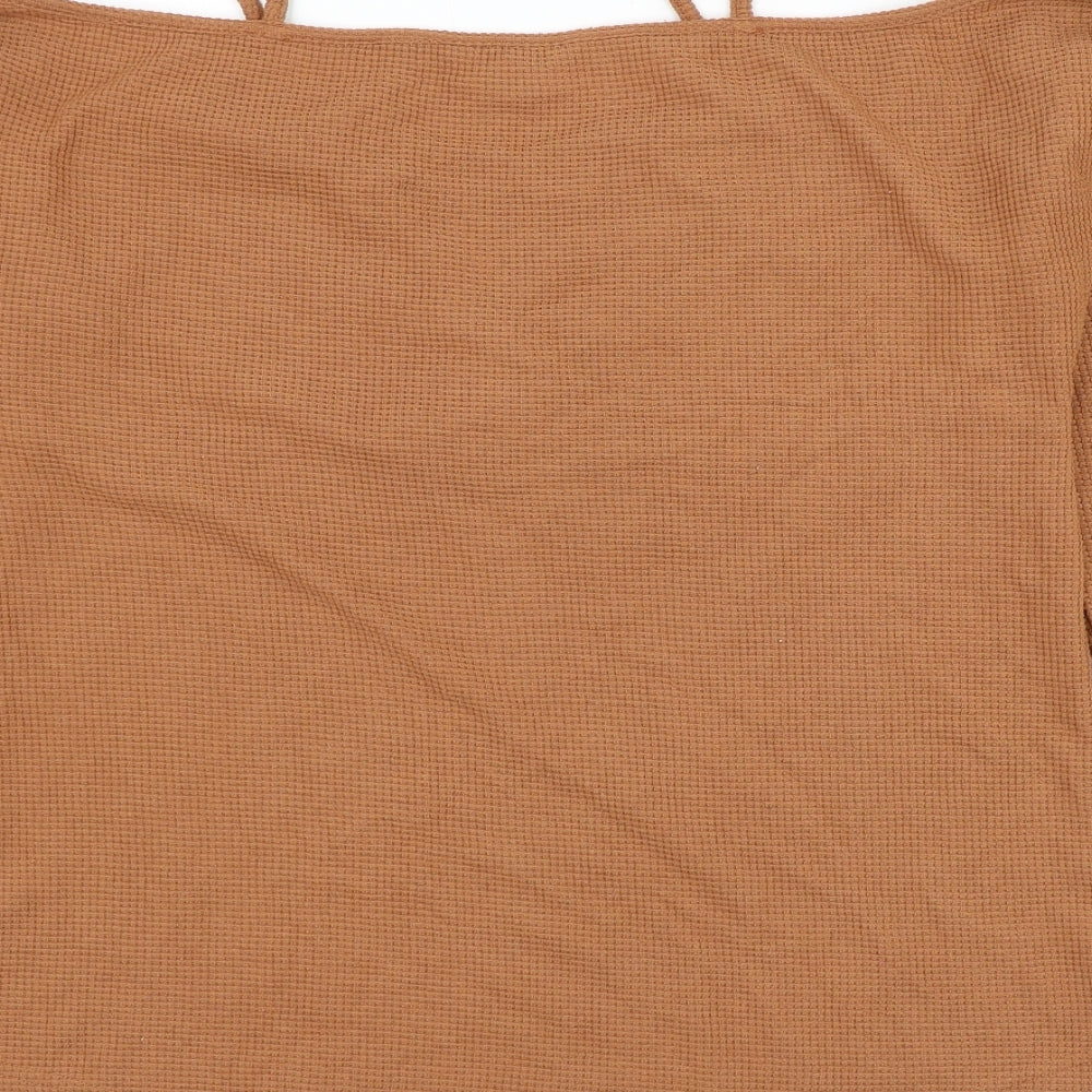 Preworn Womens Brown Boat Neck Cotton Pullover Jumper Size M