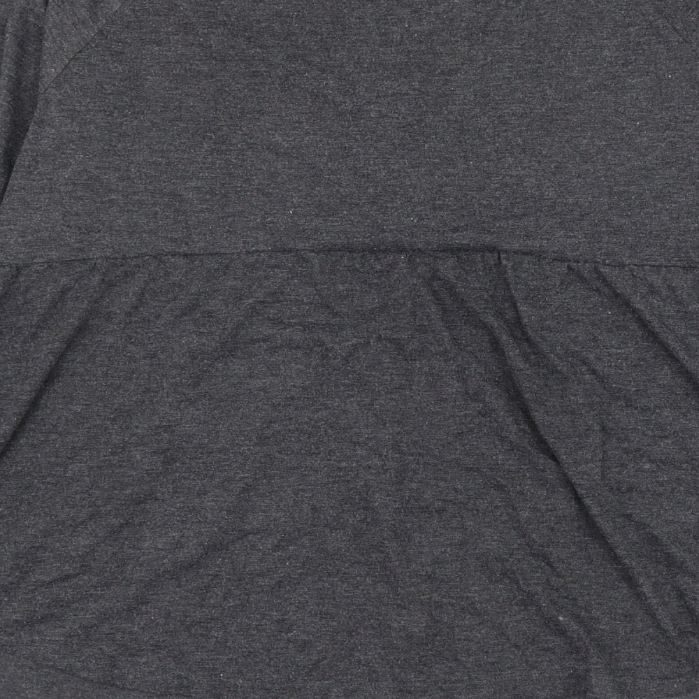 Tasamo Womens Grey Polyester Basic Blouse Size XL Scoop Neck