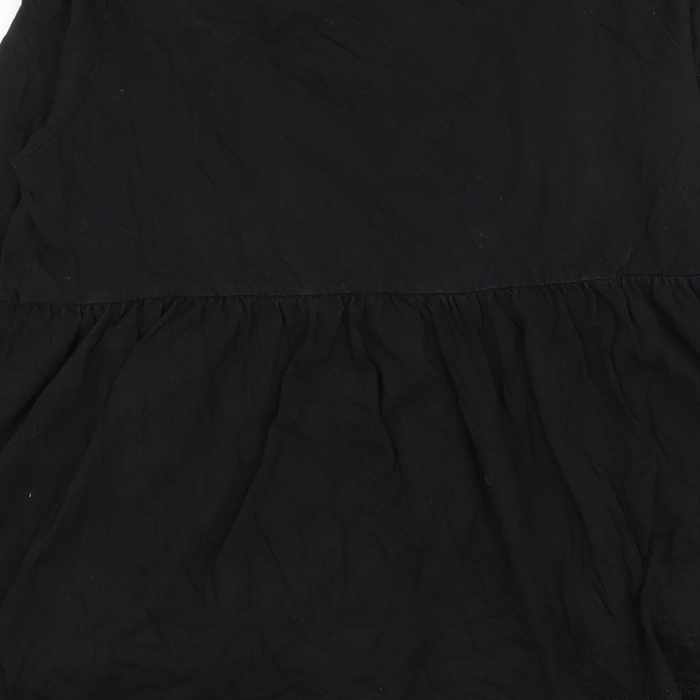 ASOS Womens Black Cotton Basic Blouse Size 12 Round Neck